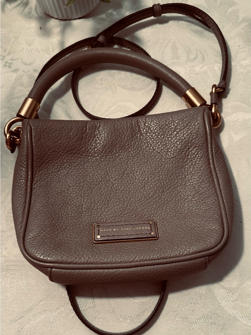 Marc by Marc Jacobs Taupe Pebbled Leather Top-Handle Shoulder Bag NWOT